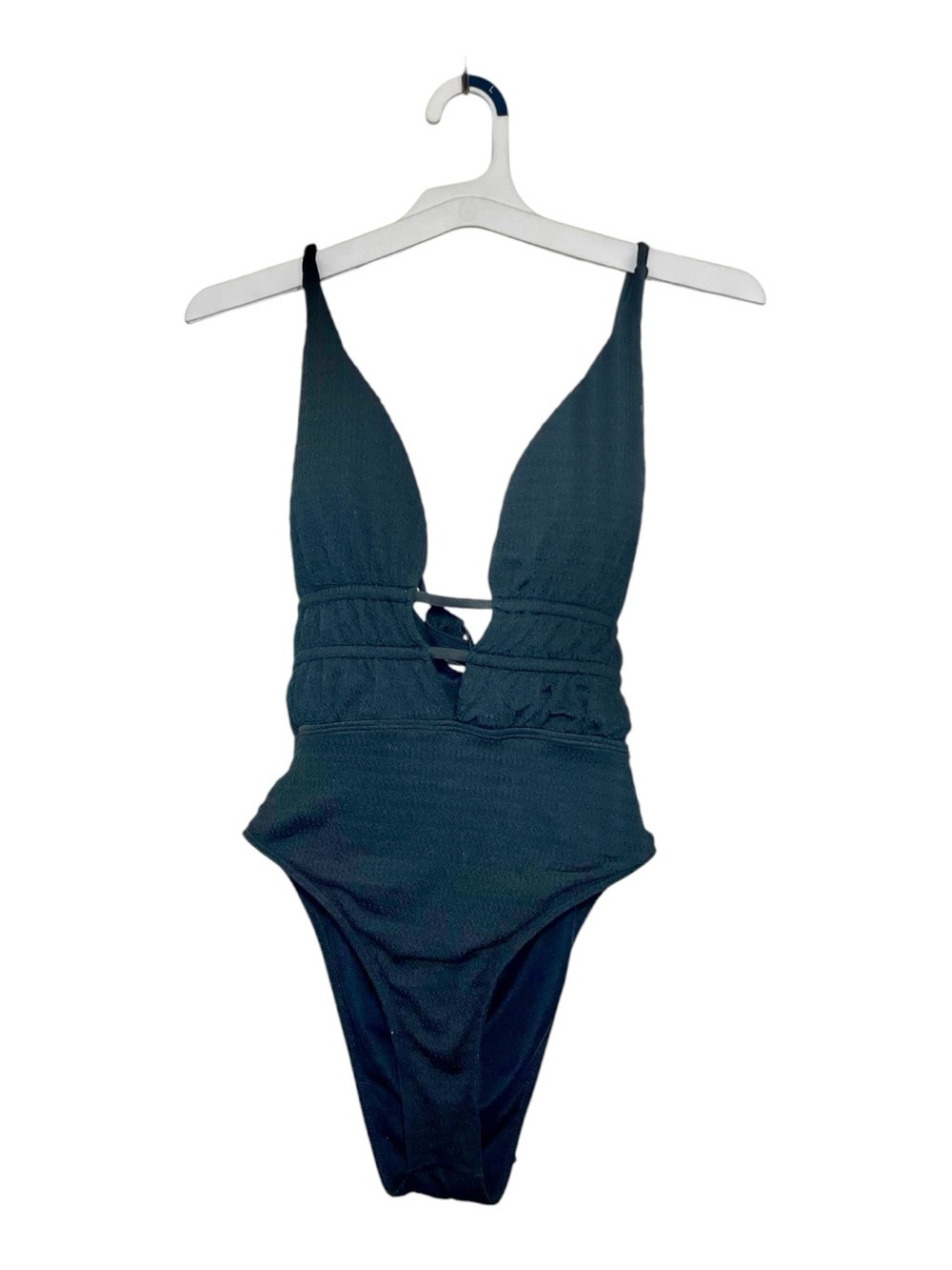 40DD Black Plunge One-Piece Swimsuit
